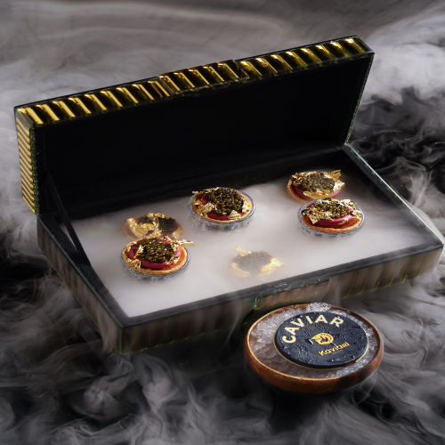 OSCIETRE GOLD CAVIAR (30gm), RASPBERRY GUAVA BONBON, 03 SHOTS HOUSE VODKA