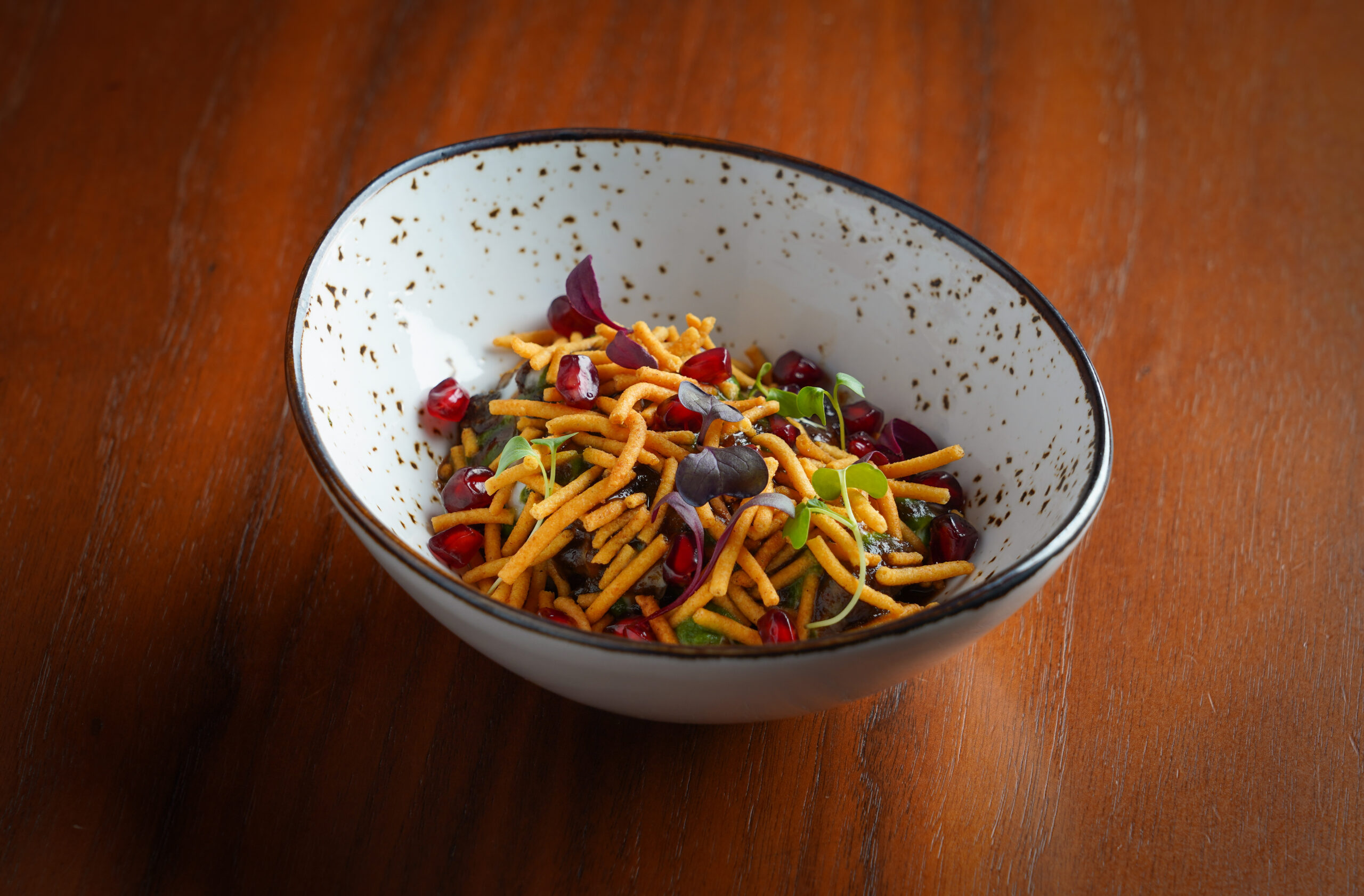 Hash Brown, Pindi Chana Chat, Duo Chutney